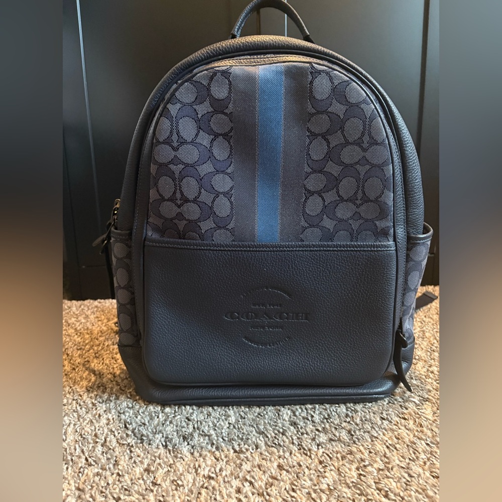 Coach Thompson Backpack in Signature Jacquard with Varsity Stripe.